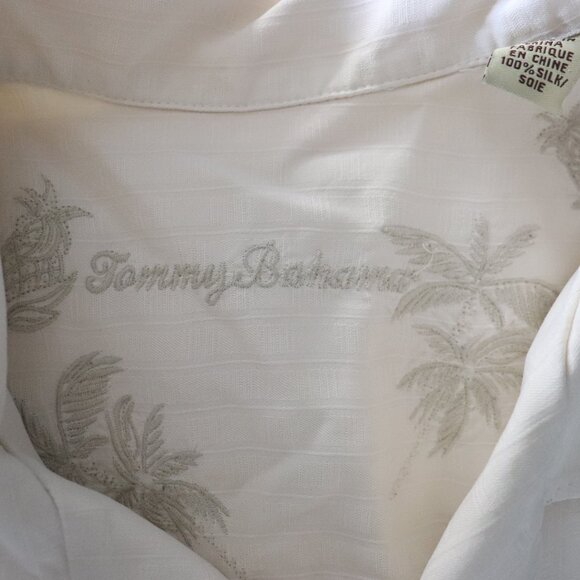 Tommy Bahama Mens Cream Sz S 100% Silk Buttoned‎ Camp Collared Vacation Top - Picture 12 of 15
